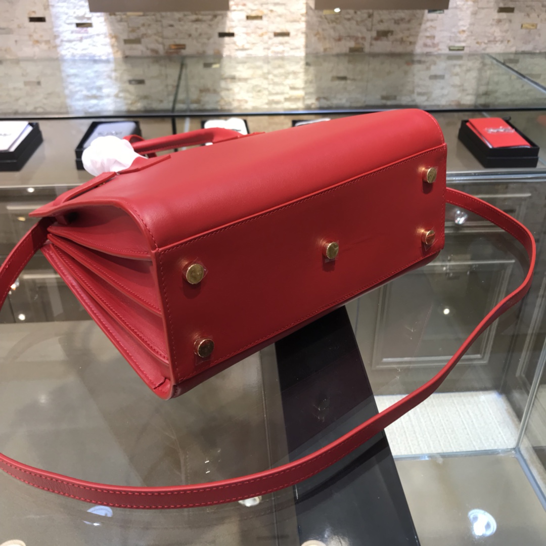 Saint Laurent Sac De Jour Baby Smooth Calfskin Handbag Shoulder Bag Red 421863 Gold